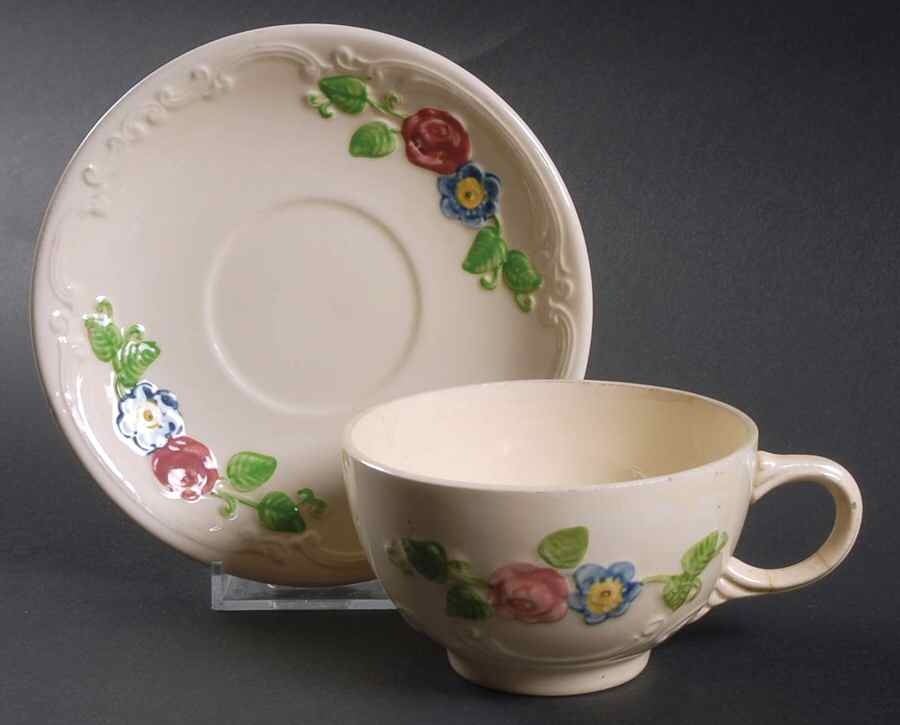 HLC594 Footed Cup & Saucer Set by Homer Laughlin -1