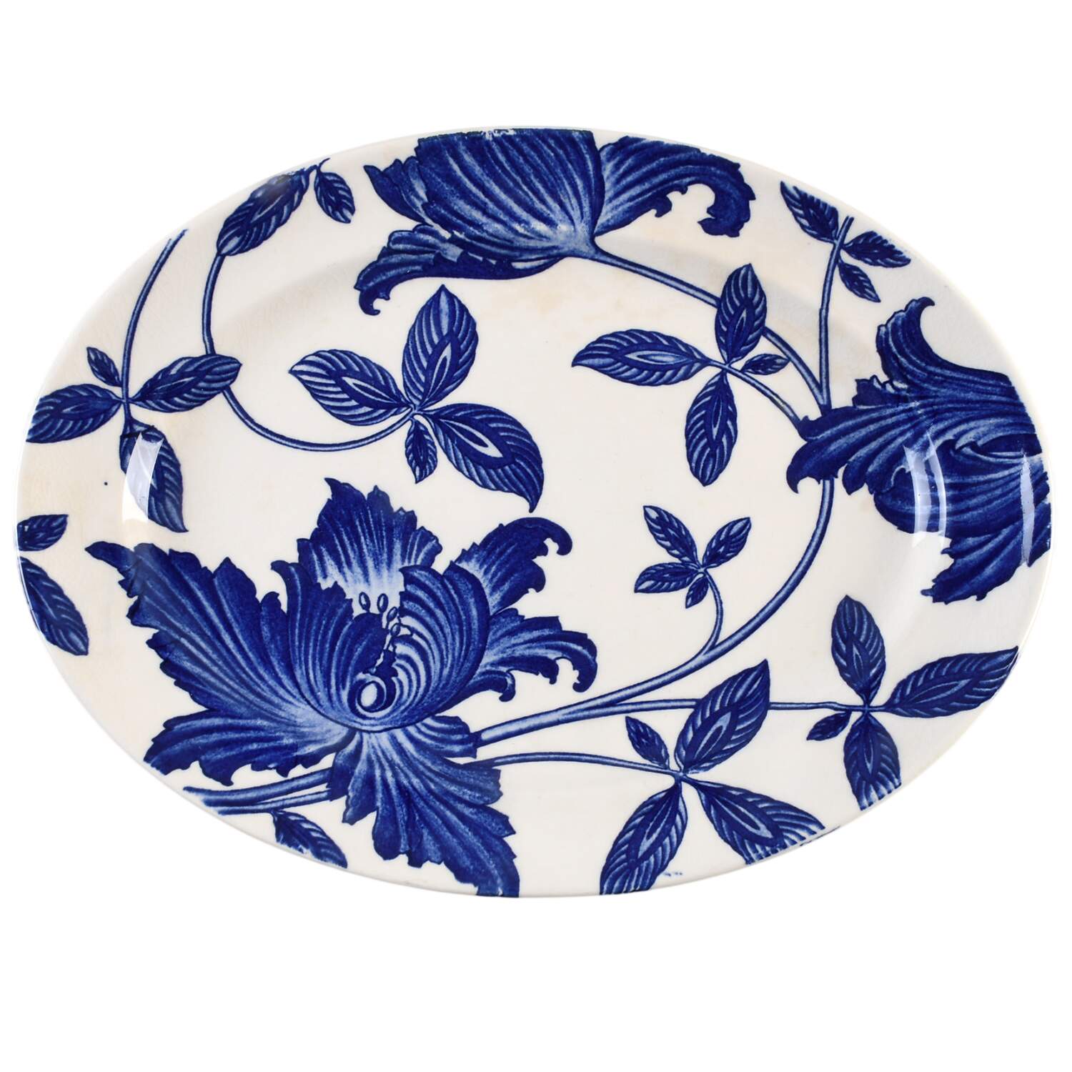 Blue Fantasy 11" Oval Serving Platter by Homer Laughlin -1