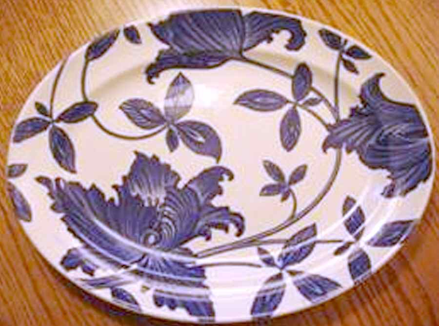 Blue Fantasy 14" Oval Serving Platter by Homer Laughlin -1