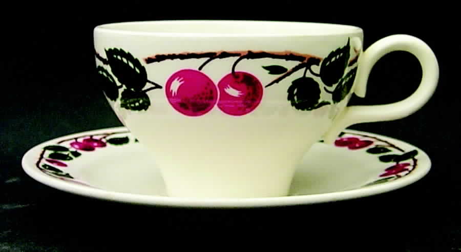Cherry Valley Flat Cup & Saucer Set by Homer Laughlin -1
