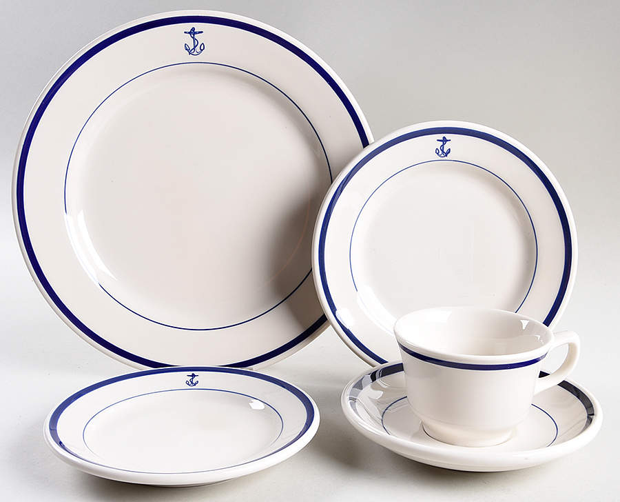 US Navy Mess Wardroom Officer 5 Piece Place Setting by Homer Laughlin -1