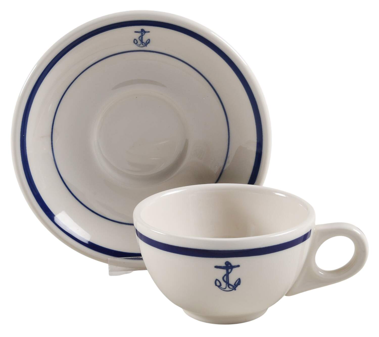 US Navy Mess Wardroom Officer Flat Cup & Saucer Set by Homer Laughlin -1