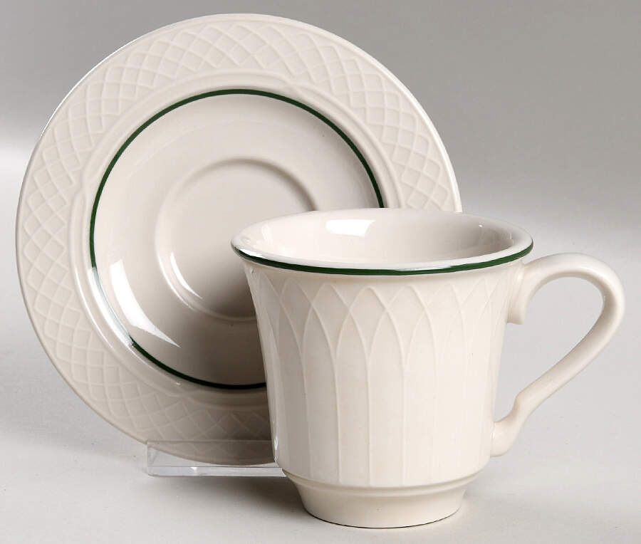 Jade Green Flat Cup & Saucer Set by Homer Laughlin -1