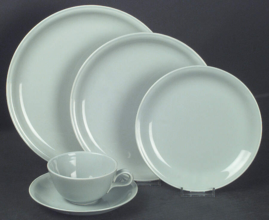 Jubilee Celadon Green Flat Cup & Saucer Set by Homer Laughlin -1