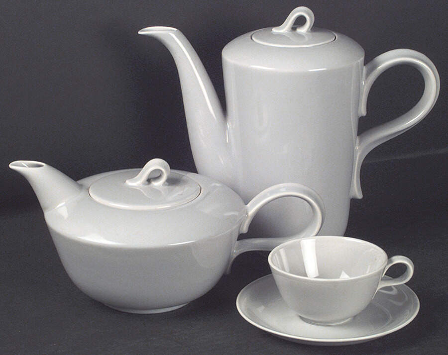 Jubilee Mist Grey Coffee Pot & Lid by Homer Laughlin -1