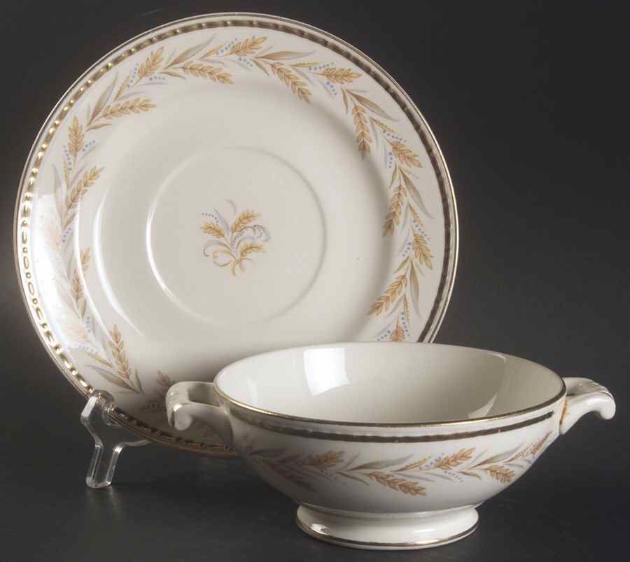 Kingston Footed Cream Soup Bowl & Saucer Set by Homer Laughlin -1