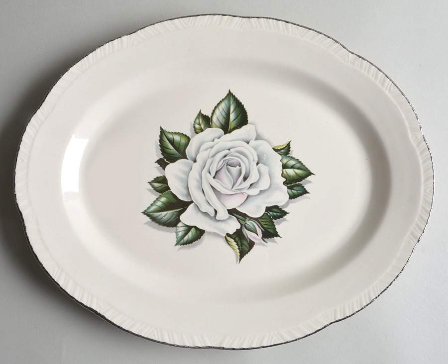 Windsor Rose 13" Oval Serving Platter by Homer Laughlin -1