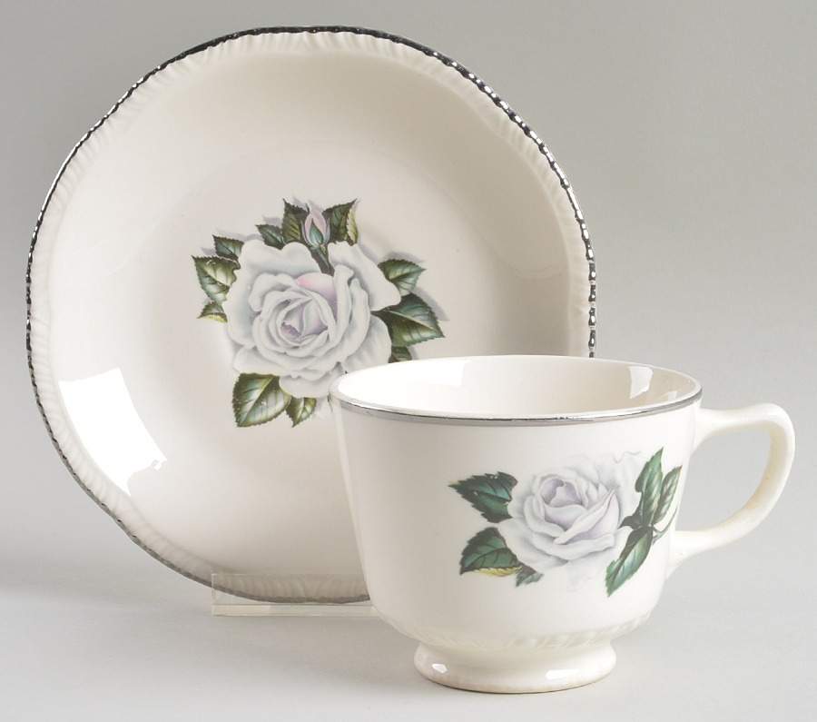 Windsor Rose Footed Cup & Saucer Set by Homer Laughlin -1