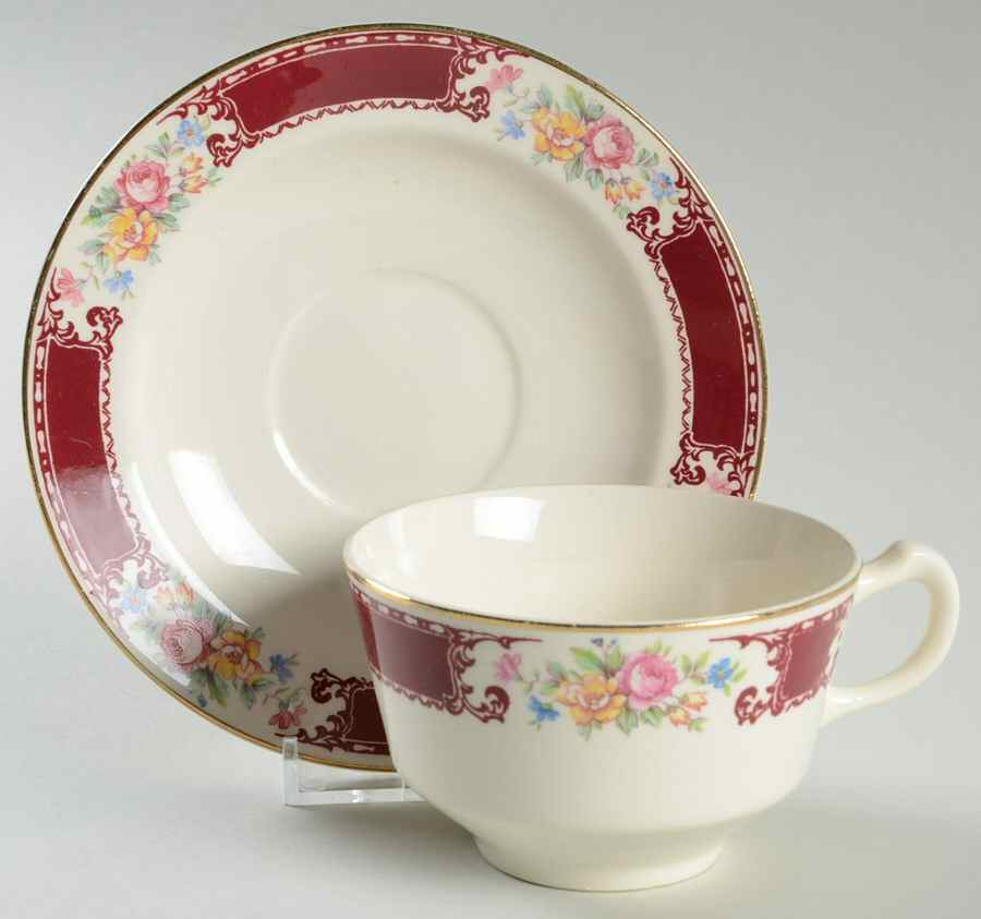 Lady Alice Flat Cup & Saucer Set by Homer Laughlin -1