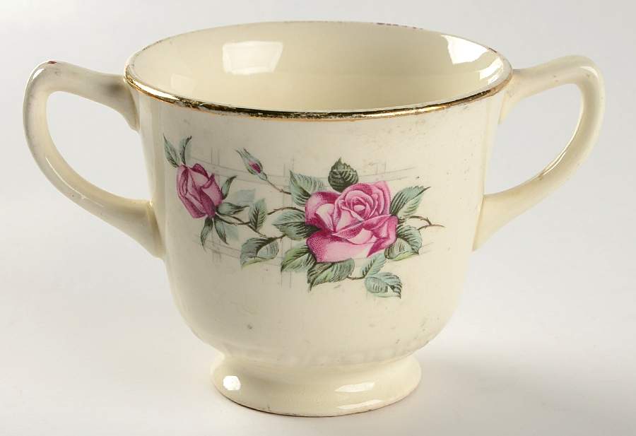 Lattice Rose Sugar Bowl No Lid by Homer Laughlin -1