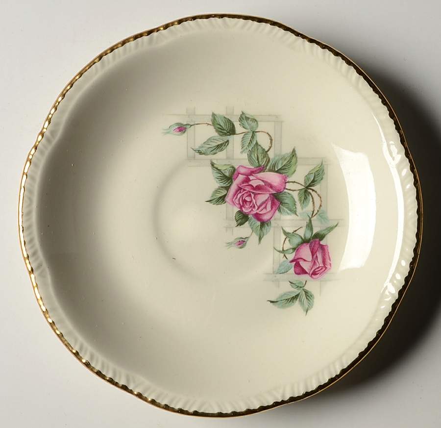 Lattice Rose Saucer by Homer Laughlin -1