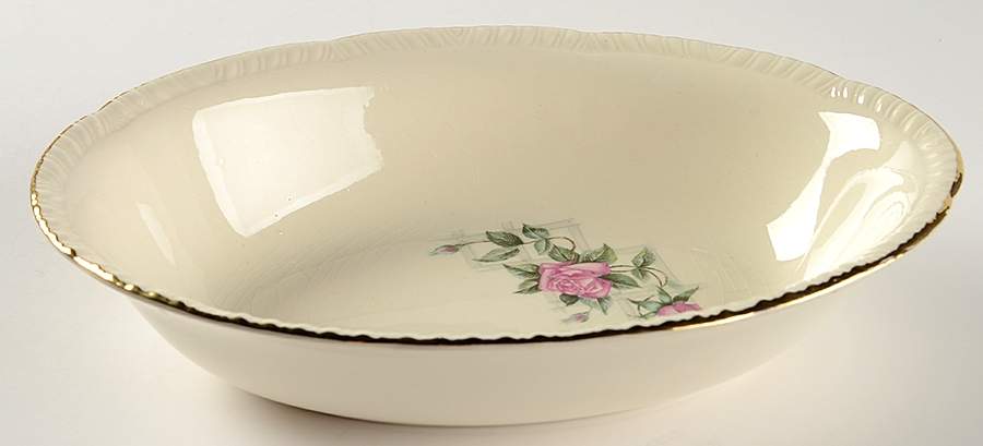 Lattice Rose 9" Oval Vegetable Bowl by Homer Laughlin -1
