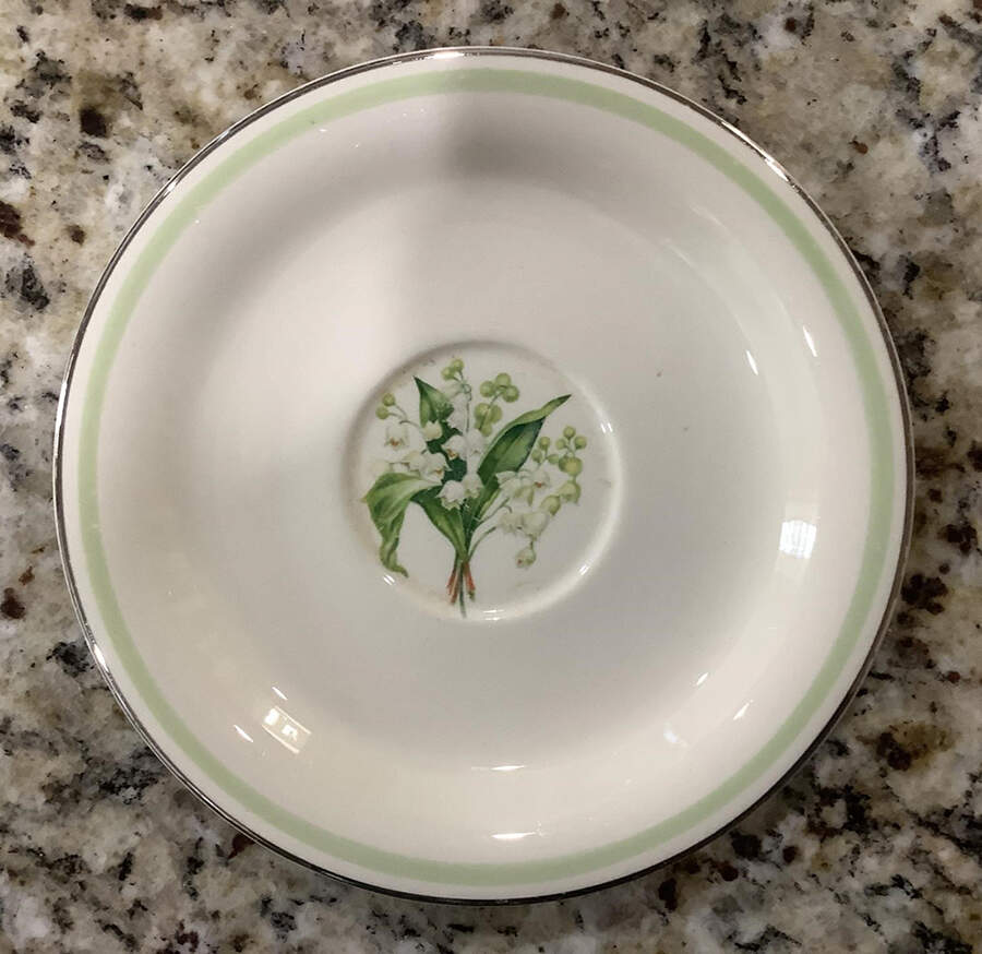 Lily of The Valley (Platinum Trim) Saucer by Homer Laughlin -1