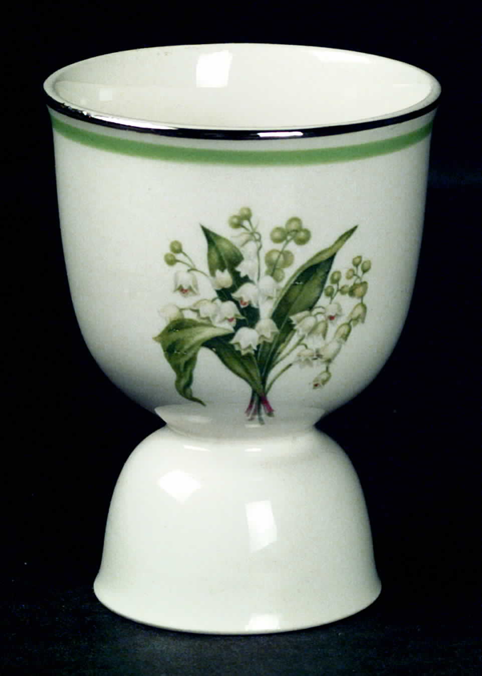 Lily of The Valley (Platinum Trim) Double Egg Cup by Homer Laughlin -1