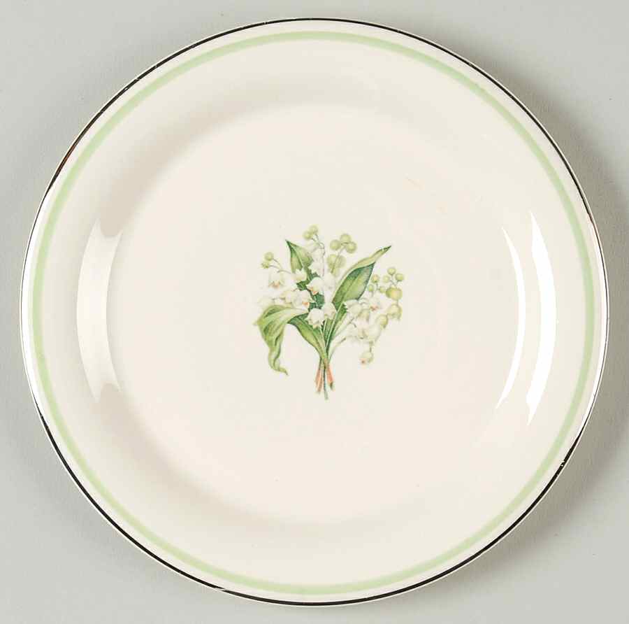 Lily of The Valley (Platinum Trim) Bread & Butter Plate by Homer Laughlin -1