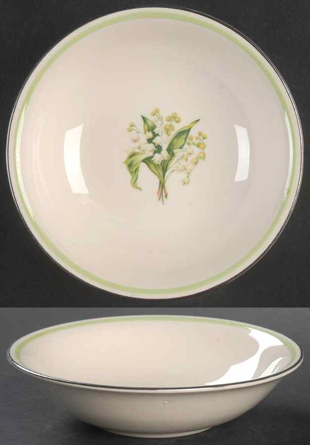 Lily of The Valley (Platinum Trim) Fruit/Dessert (Sauce) Bowl by Homer Laughlin -1