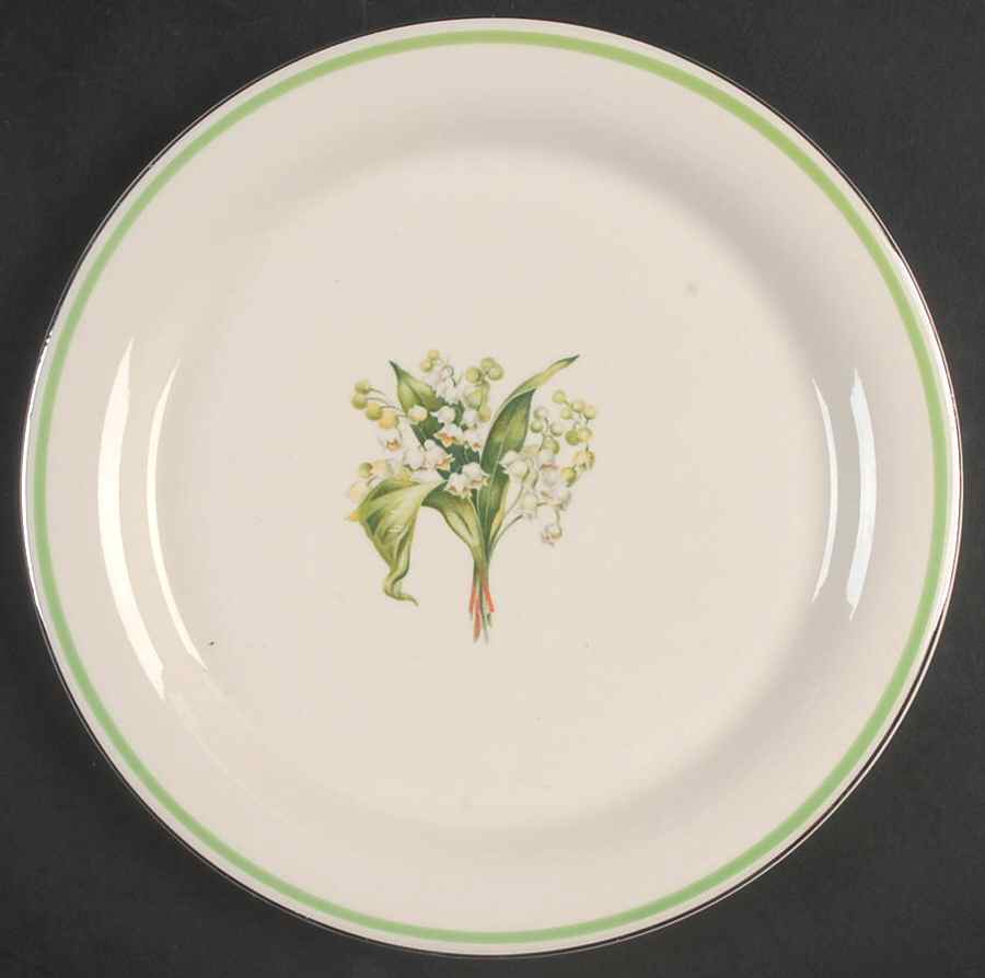 Lily of The Valley (Platinum Trim) Salad Plate by Homer Laughlin -1