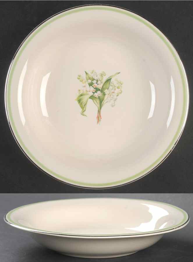 Lily of The Valley (Platinum Trim) Coupe Soup Bowl by Homer Laughlin -1