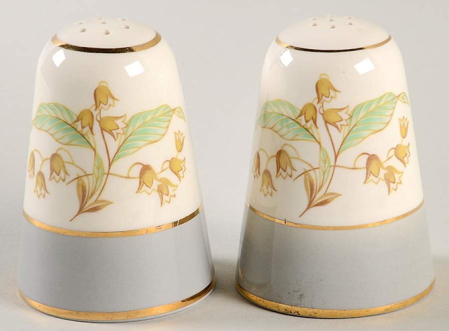 Lily of The Valley (Gold Trim) Salt & Pepper Set by Homer Laughlin -1