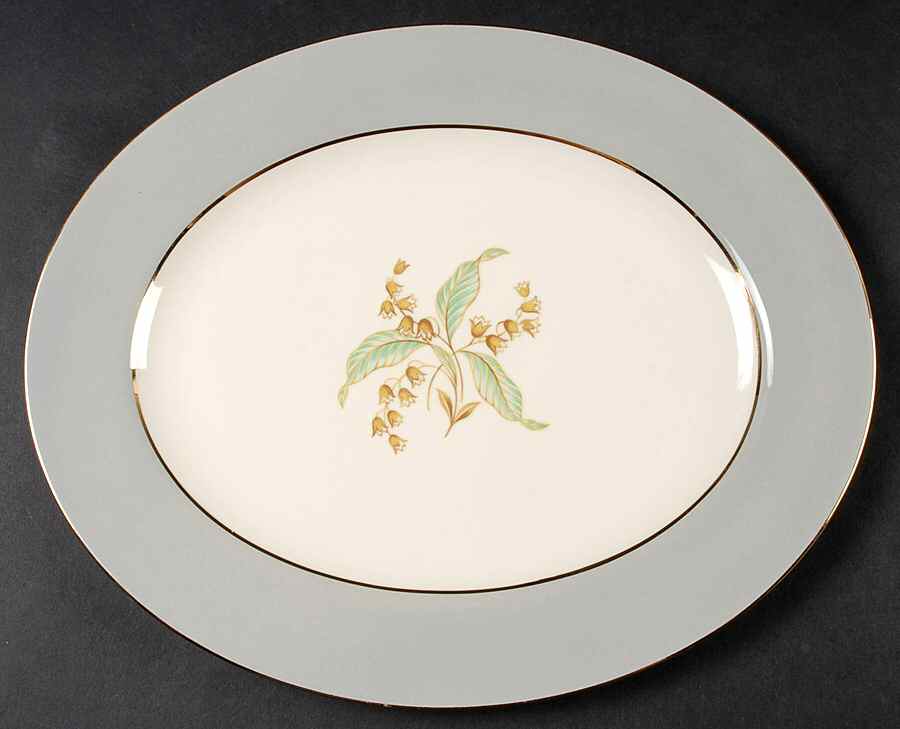 Lily of The Valley (Gold Trim) 11" Oval Serving Platter by Homer Laughlin -1
