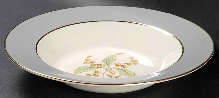 Lily of The Valley (Gold Trim) Rim Soup Bowl by Homer Laughlin -1