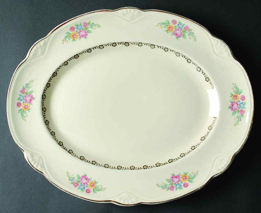 M201 (Gold Trim) 15" Oval Serving Platter by Homer Laughlin -1