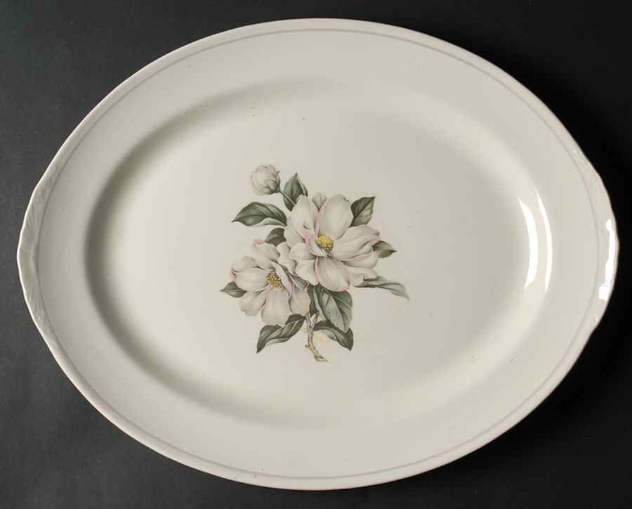 Magnolia (Eggshell Nautilus) 16" Oval Serving Platter by Homer Laughlin -1