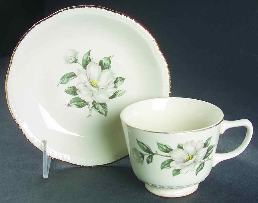 Magnolia (Liberty) Footed Cup & Saucer Set by Homer Laughlin -1