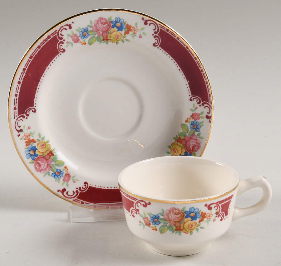 Majestic Flat Demitasse Cup & Saucer Set by Homer Laughlin -1