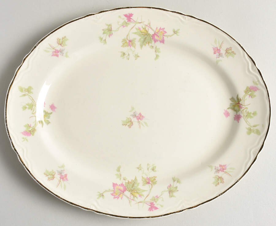 Maple Leaf 11" Oval Serving Platter by Homer Laughlin -1