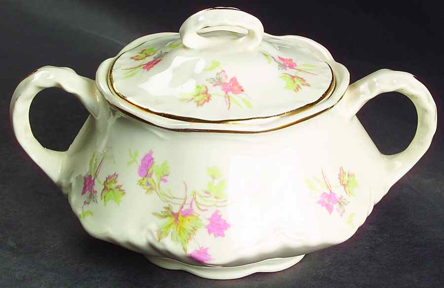 Maple Leaf Sugar Bowl & Lid by Homer Laughlin -1
