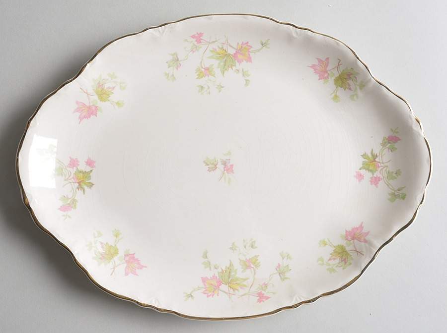 Maple Leaf 13" Oval Handled Platter by Homer Laughlin -1