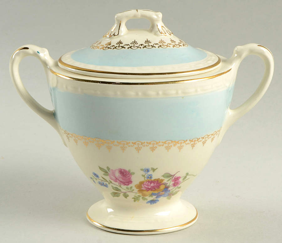 Marilyn Blue Sugar Bowl & Lid by Homer Laughlin -1