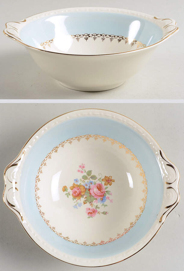 Marilyn Blue Lugged Cereal Bowl by Homer Laughlin -1