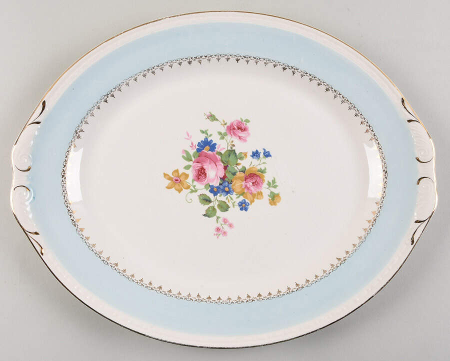 Marilyn Blue 13" Oval Serving Platter by Homer Laughlin -1