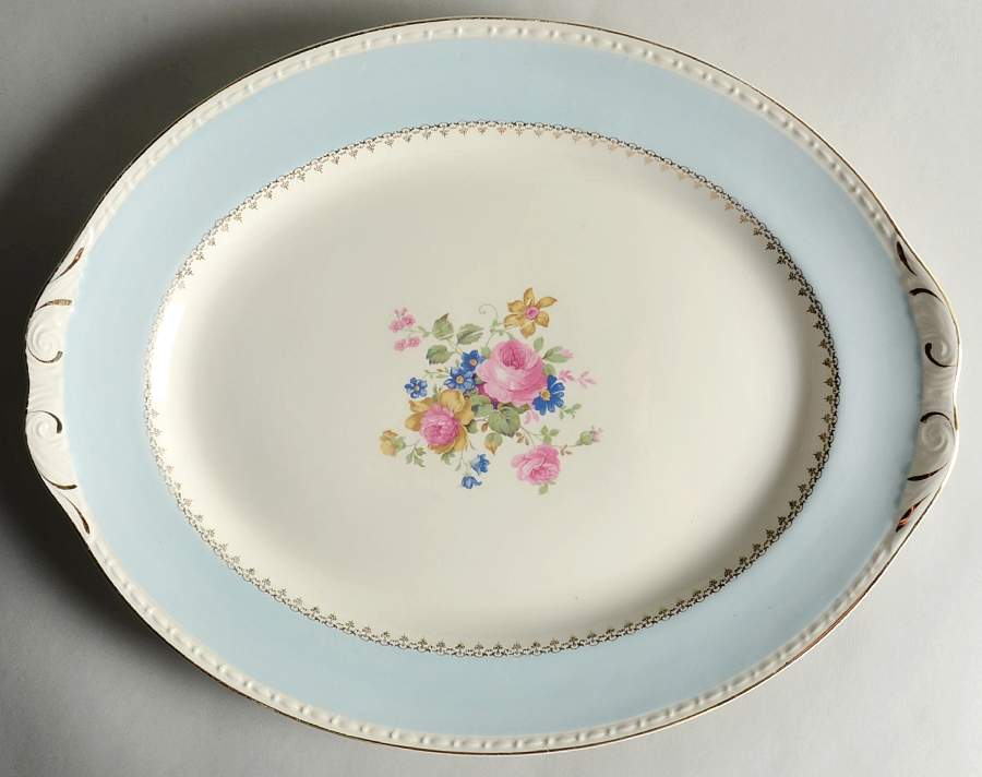 Marilyn Blue 15" Oval Serving Platter by Homer Laughlin -1