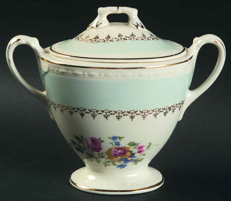 Marilyn Blue Sugar Bowl & Lid by Homer Laughlin -1