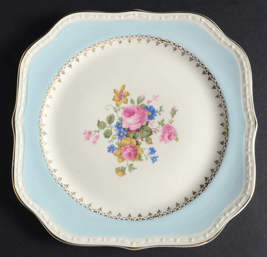 Marilyn Blue Square Salad Plate by Homer Laughlin -1