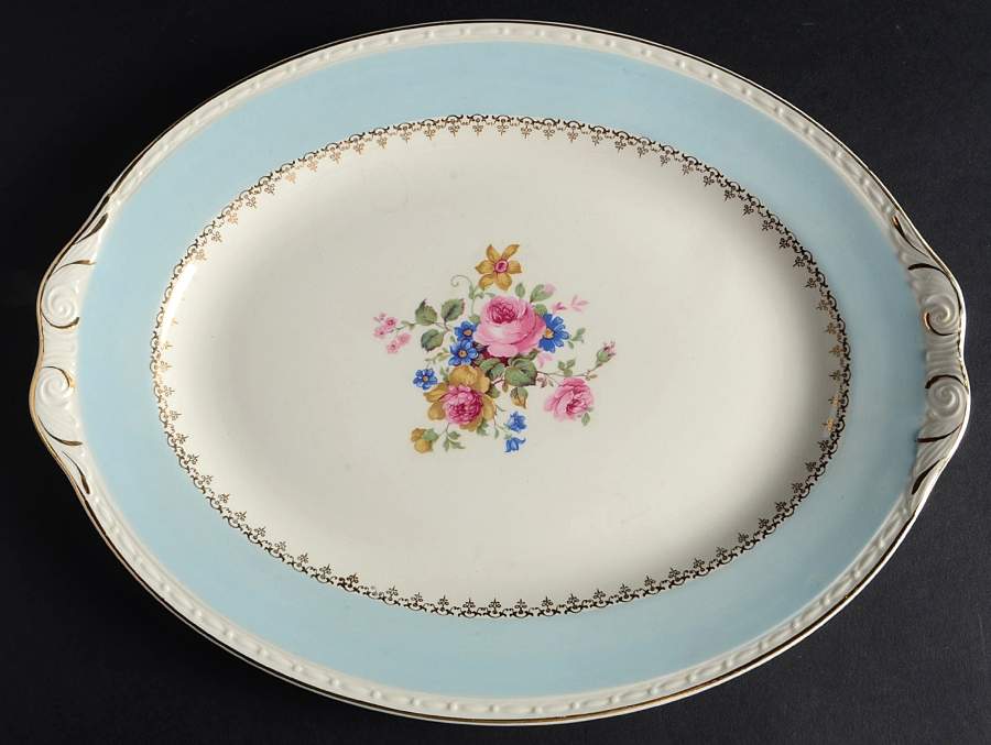 Marilyn Blue 11" Oval Serving Platter by Homer Laughlin -1