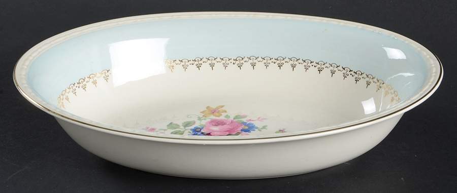 Marilyn Blue 9" Oval Vegetable Bowl by Homer Laughlin -1
