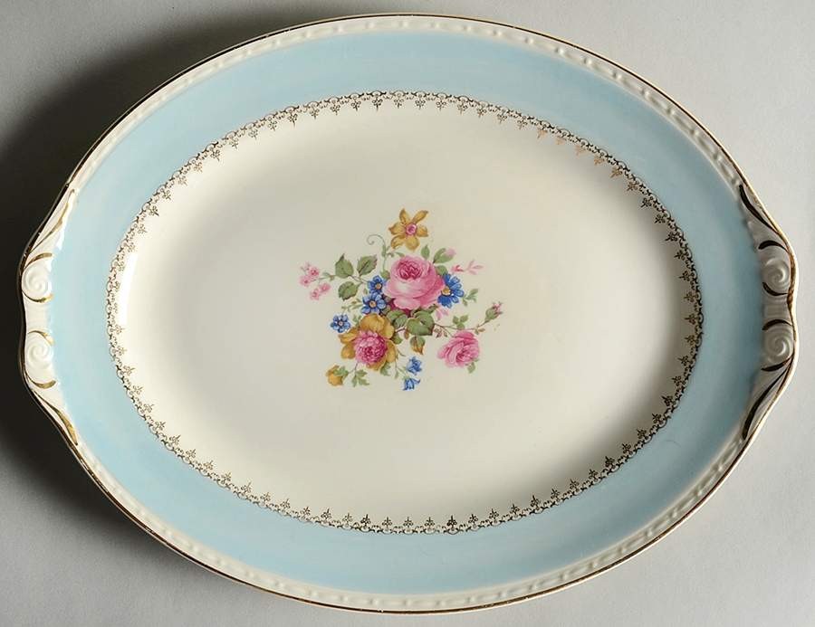 Marilyn Blue 12" Oval Serving Platter by Homer Laughlin -1
