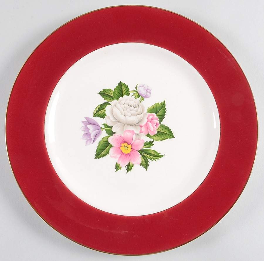 Margaret Rose Maroon Luncheon Plate by Homer Laughlin -1