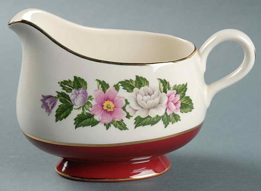 Margaret Rose Maroon Gravy Boat by Homer Laughlin -1