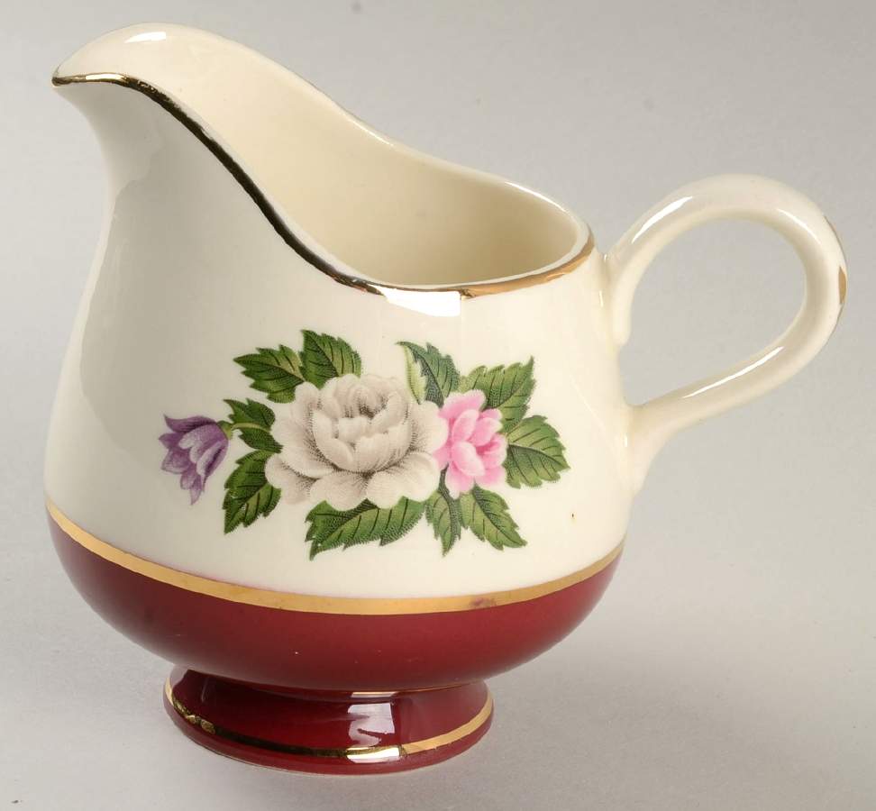 Margaret Rose Maroon Creamer by Homer Laughlin -1