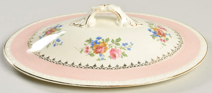 Marilyn Pink (G3418) Lid for Oval Vegetable by Homer Laughlin -1