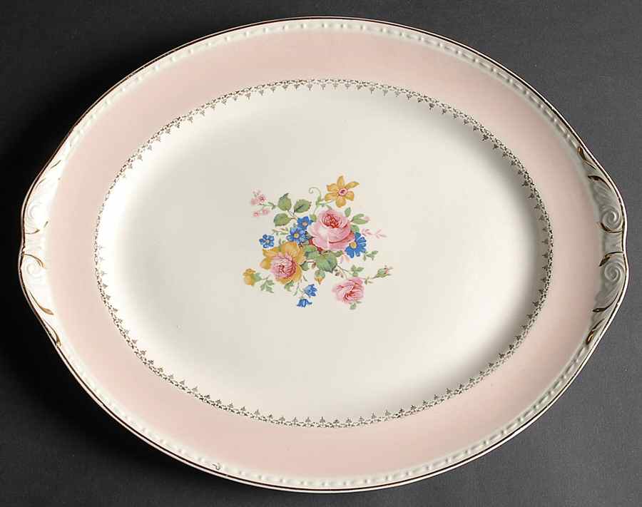 Marilyn Pink (G3418) 15" Oval Serving Platter by Homer Laughlin -1