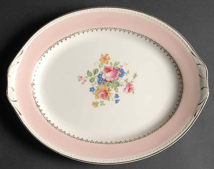 Marilyn Pink (G3418) 13" Oval Serving Platter by Homer Laughlin -1