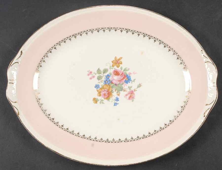 Marilyn Pink (G3418) 11" Oval Serving Platter by Homer Laughlin -1