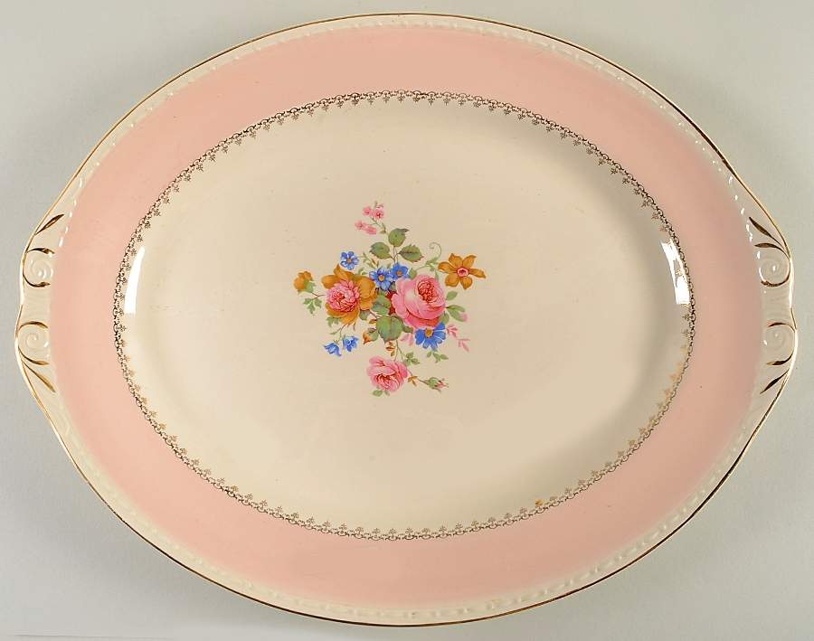 Marilyn Pink (G3412) 15" Oval Serving Platter by Homer Laughlin -1
