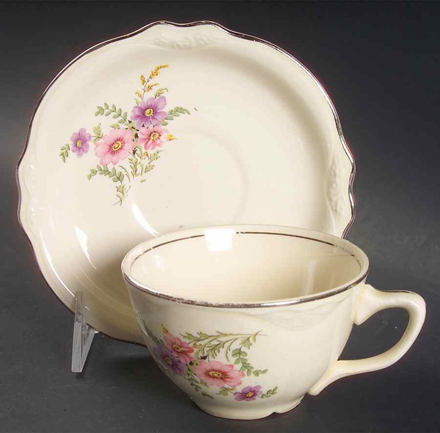 Meadow Goldenrod Flat Cup & Saucer Set by Homer Laughlin -1